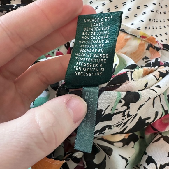 Ralph Lauren Multi color floral sheer Top Blouse 3/4 Sleeve Size L #1720 - Picture 11 of 12